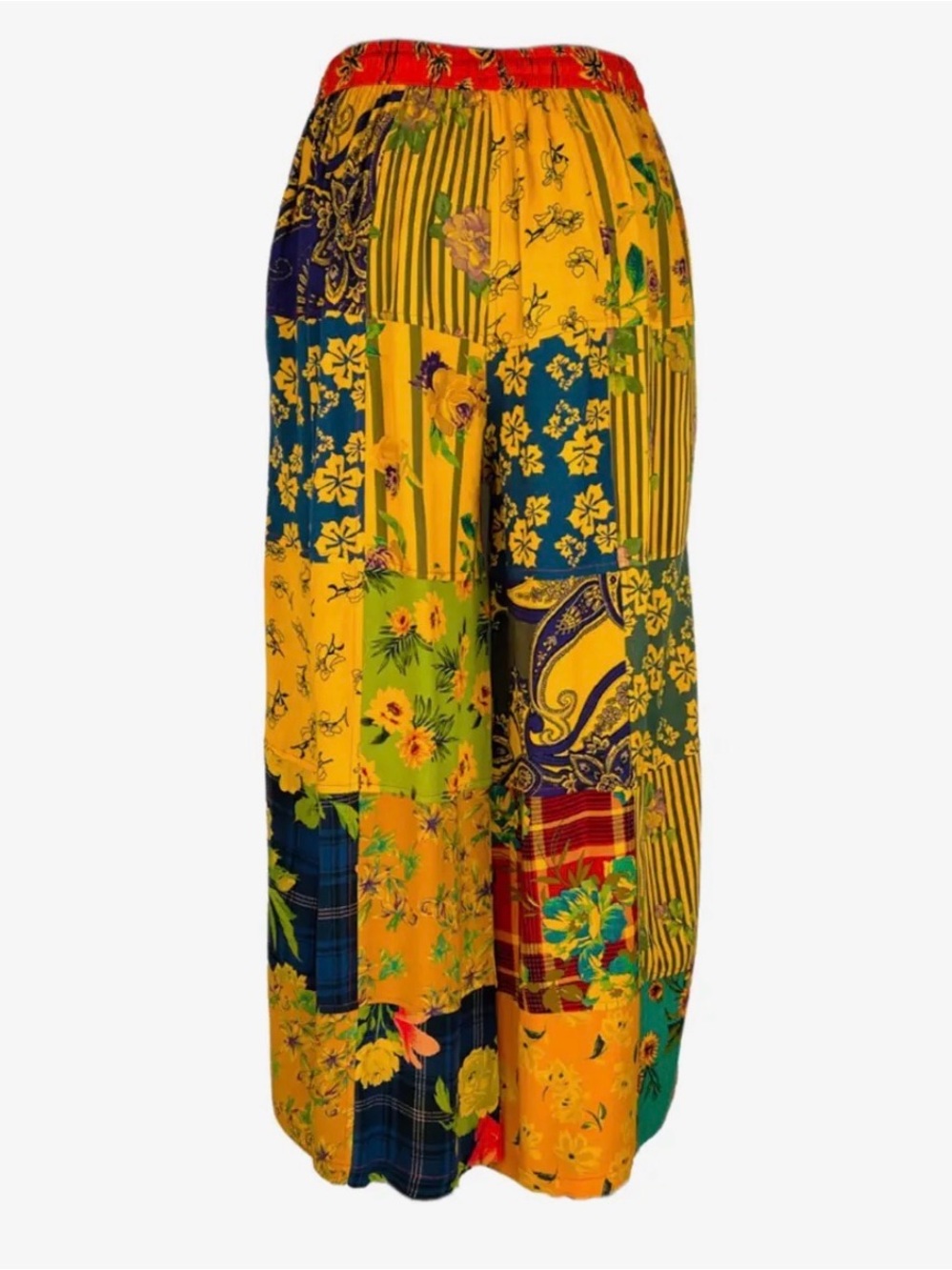 The Collection Royal Rayon Floral Patches Palazzo Pants Boho Hippie Casual NWT - Picture 5 of 5